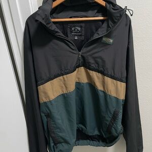 Billabong Mens Blue Full Zip Hooded Windbreaker Green Jacket XL Outdoor